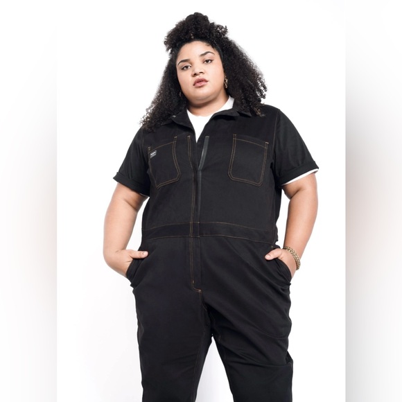 Wildfang The Essential Short Sleeve Coverall Black Jumpsuit XL - Picture 3 of 9